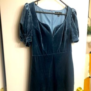 Lulu’s blue velvet mini dress, S